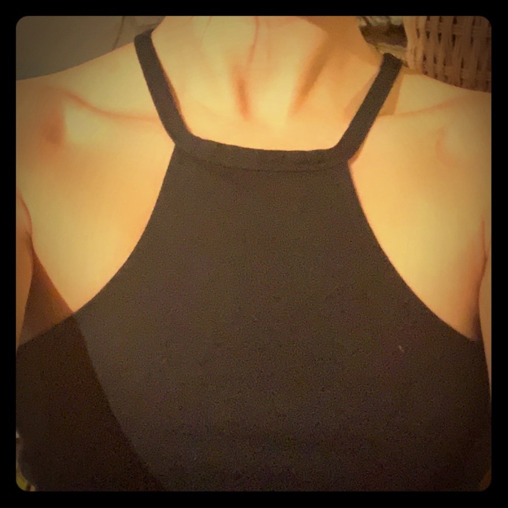 Plain black high neck tank top (size XS/S) NWOT
